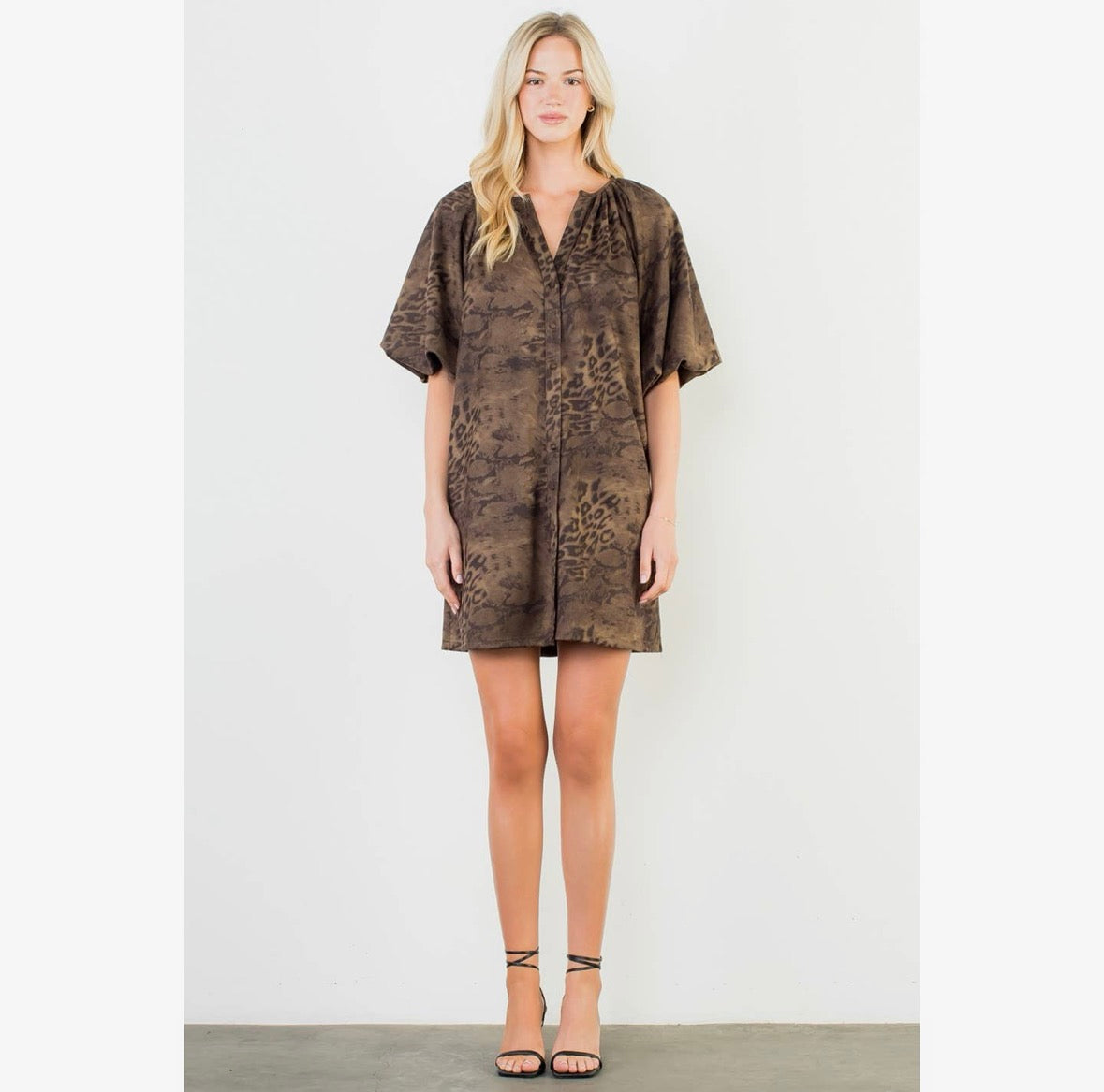 Puff Sleeve Leopard Dress