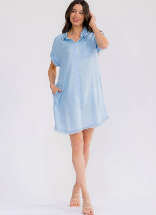 Chambray Pocket Button Dress