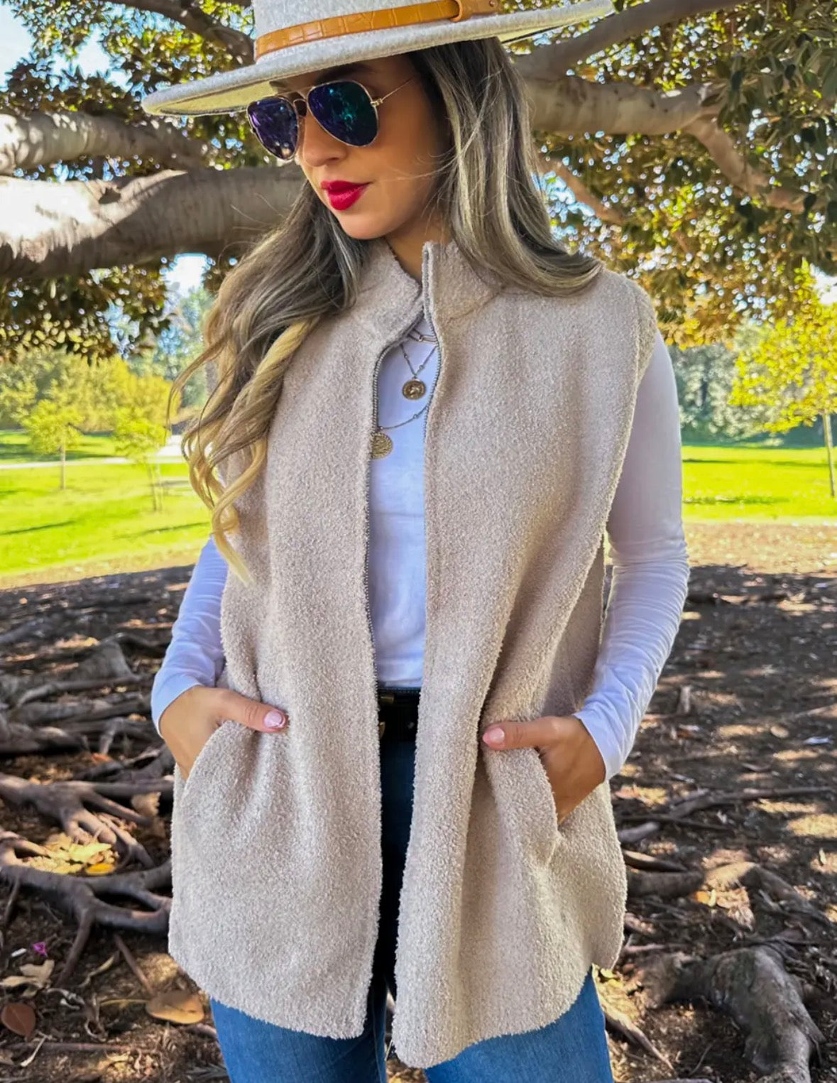 Oversized Cream Longline Vest