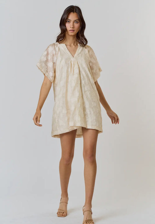 Cream Jacquard Mini Dress