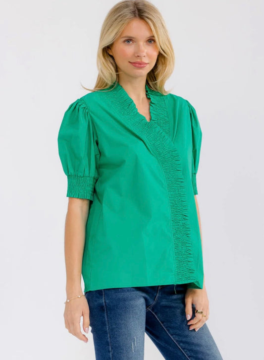 Kelly Green Ruffle Top
