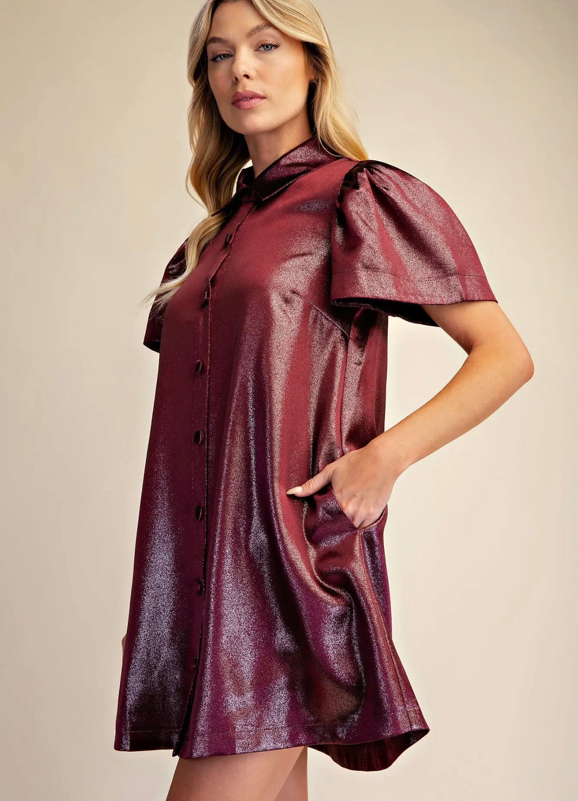 Metallic Burgundy Dress