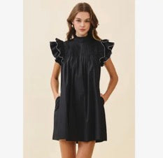 Black High Neck Babydoll Dress