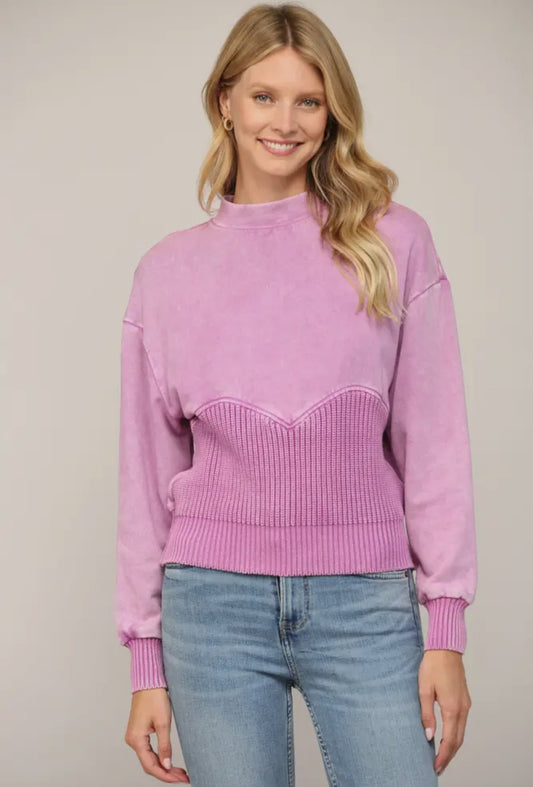 Wild Orchid Washed Knit Sweatshirt