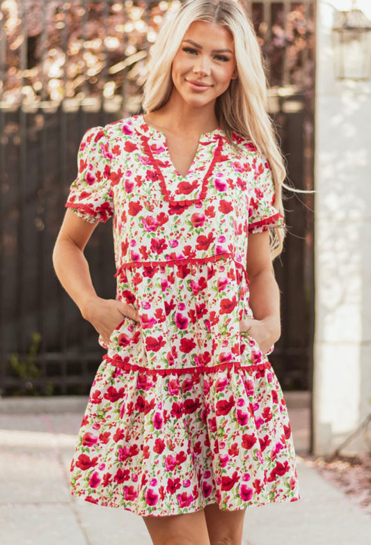 Ric Rac Tiered Floral Dress