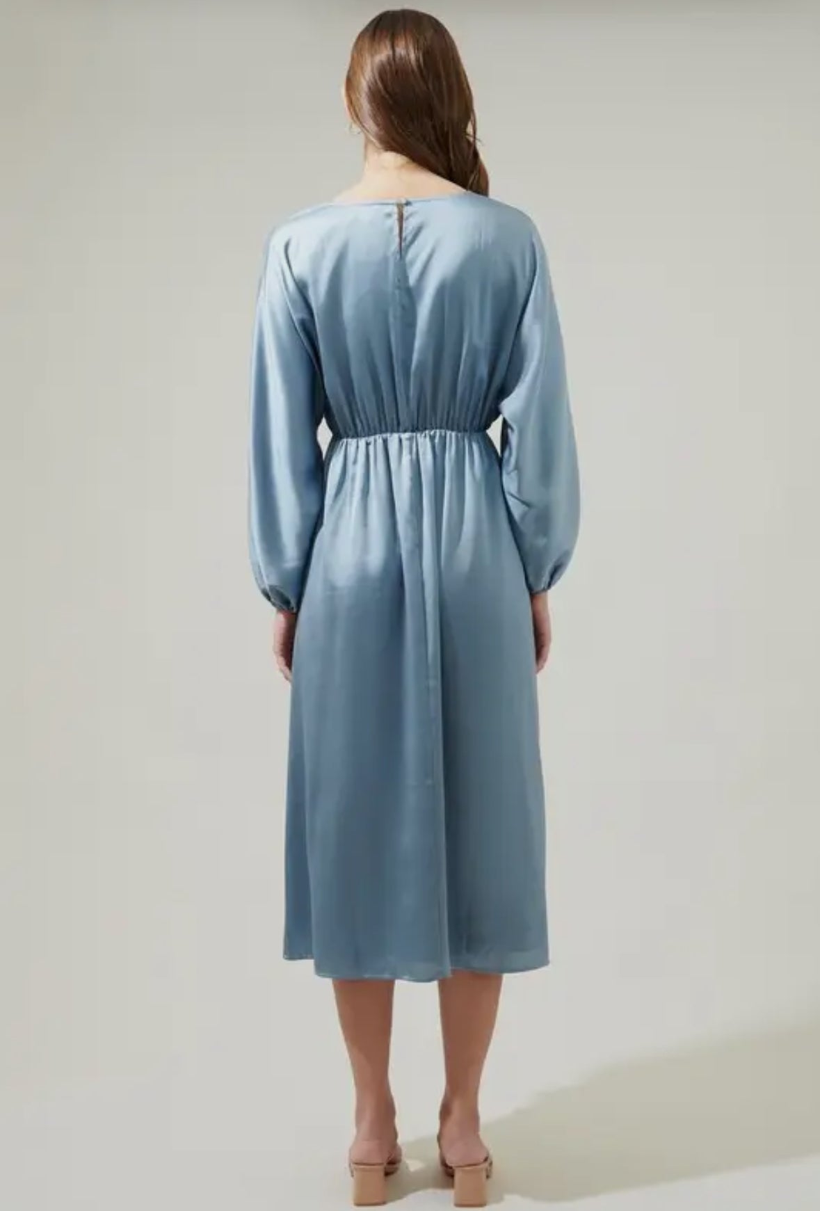 Dusty Blue Chateau Dolman Sleeve Midi Dress