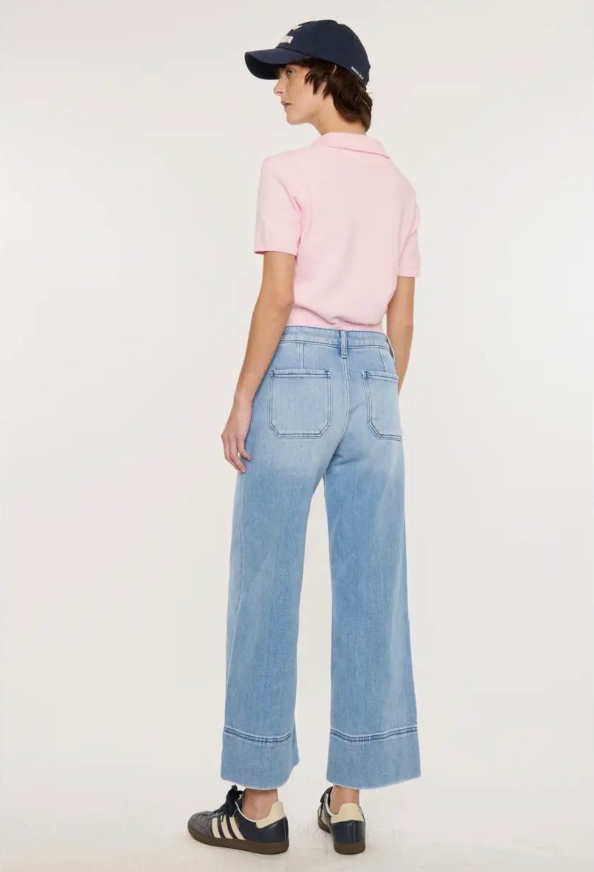High Rise Cropped Wide Cuff Jean