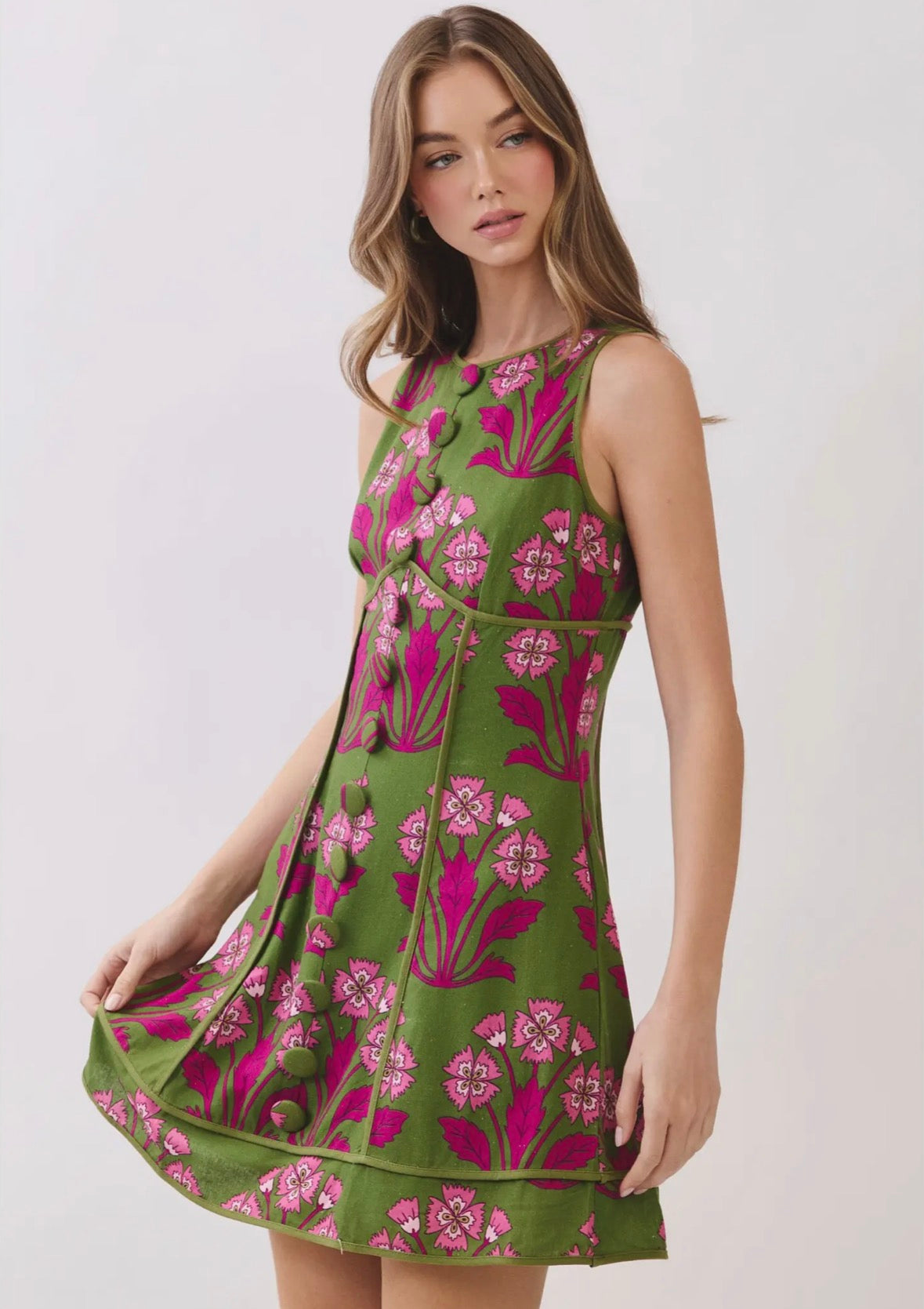 Retro Floral Print Mini Dress
