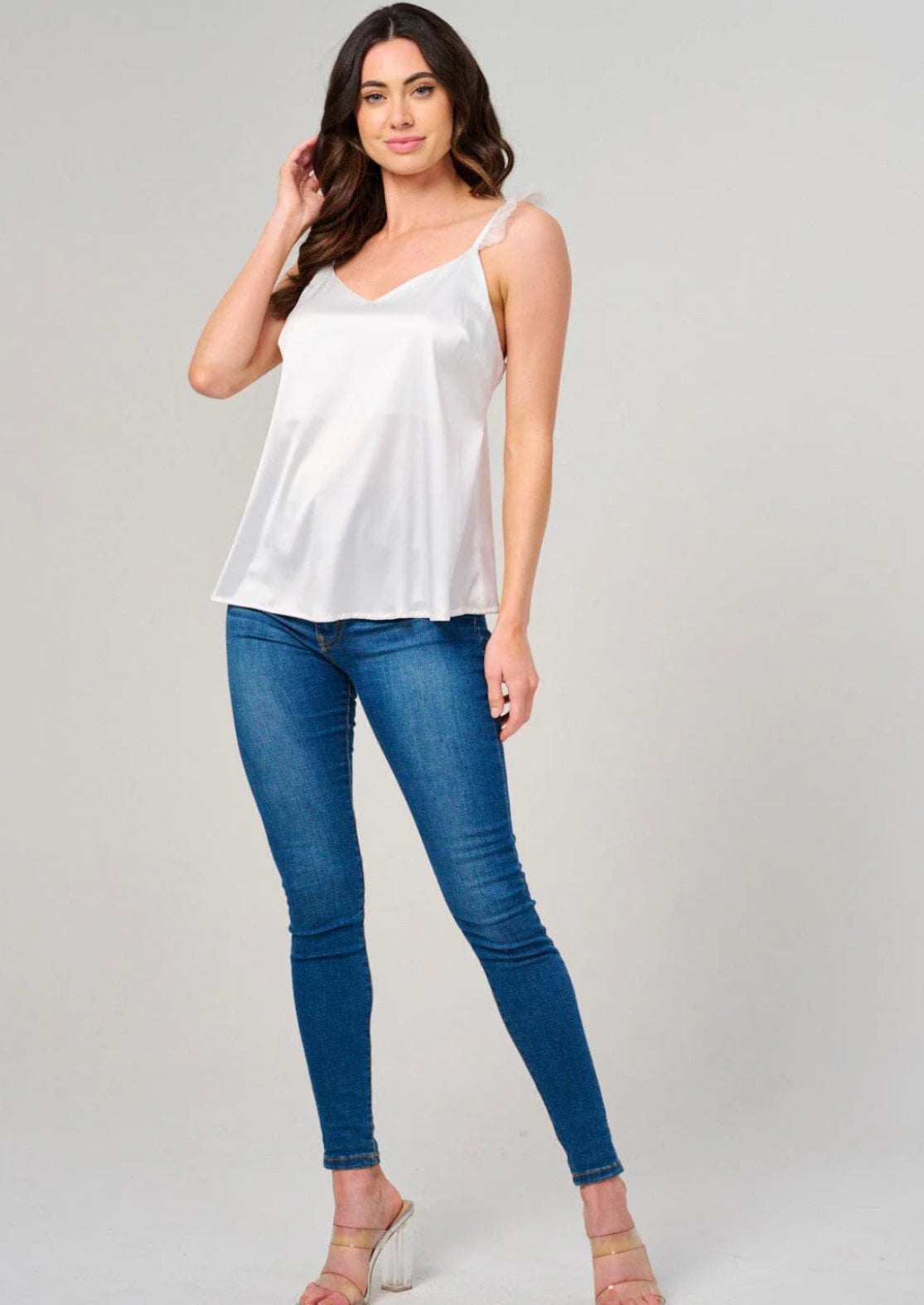 Satin Detail Sleeve Tank