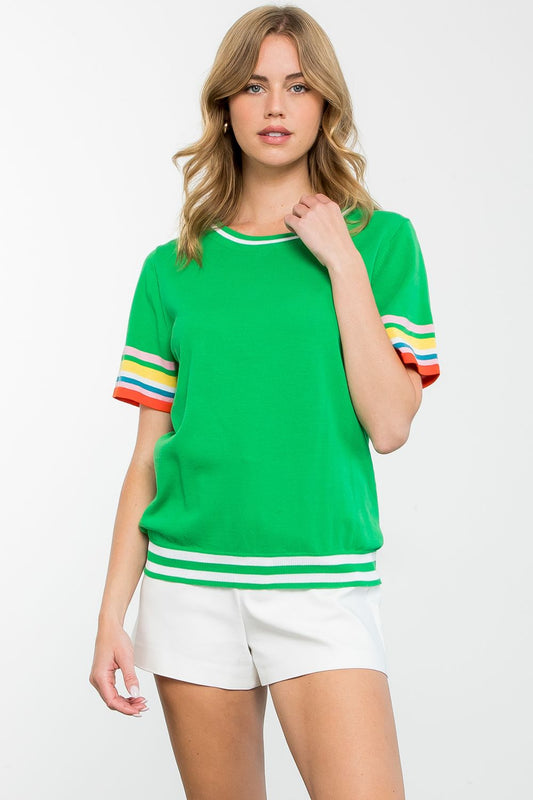 Green Preppy Short Sleeve Top