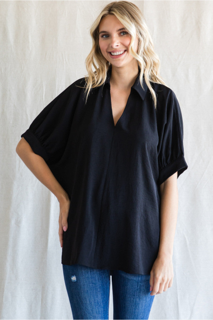 Solid Top Open Collared Neck
