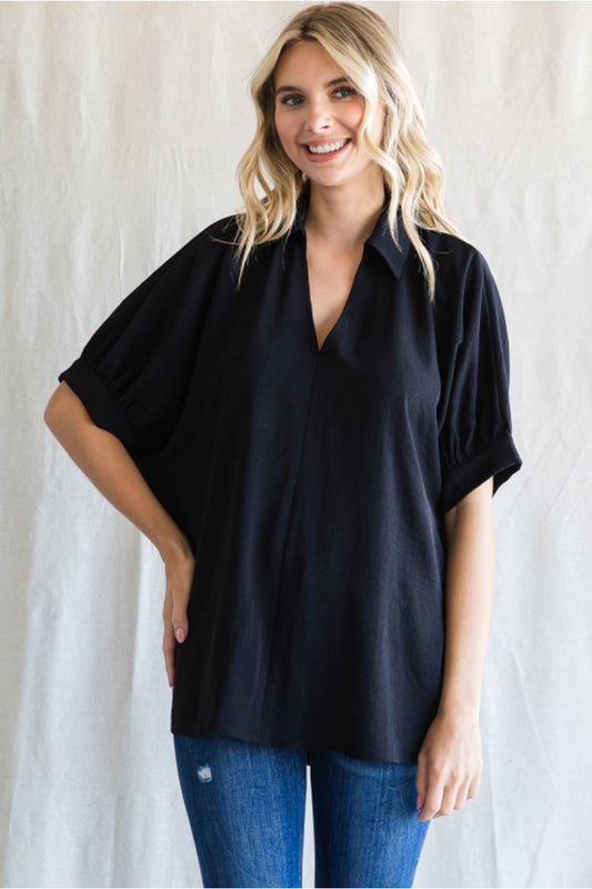 Solid Top Open Collared Neck