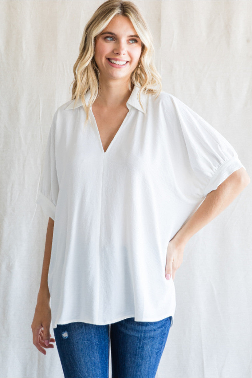 Solid Top Open Collared Neck