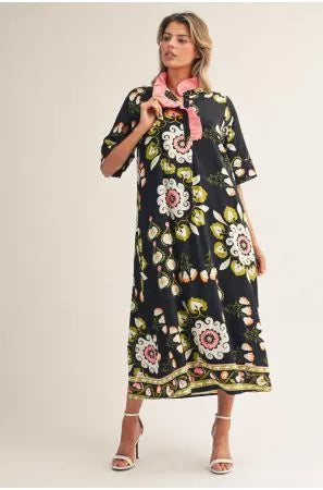Abstract Print Midi Dres