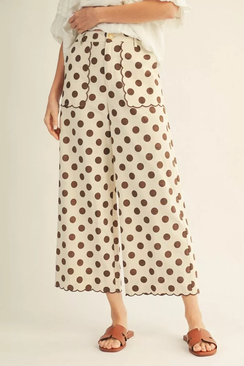 Polka Dot and Scallop Detail Pants