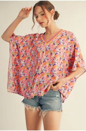 Coral Mix Flowy Top