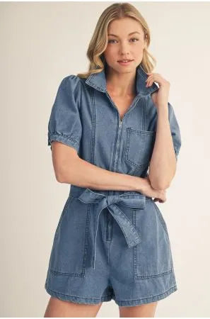 Denim Tie Romper
