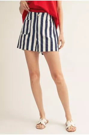 Navy Striped Shorts