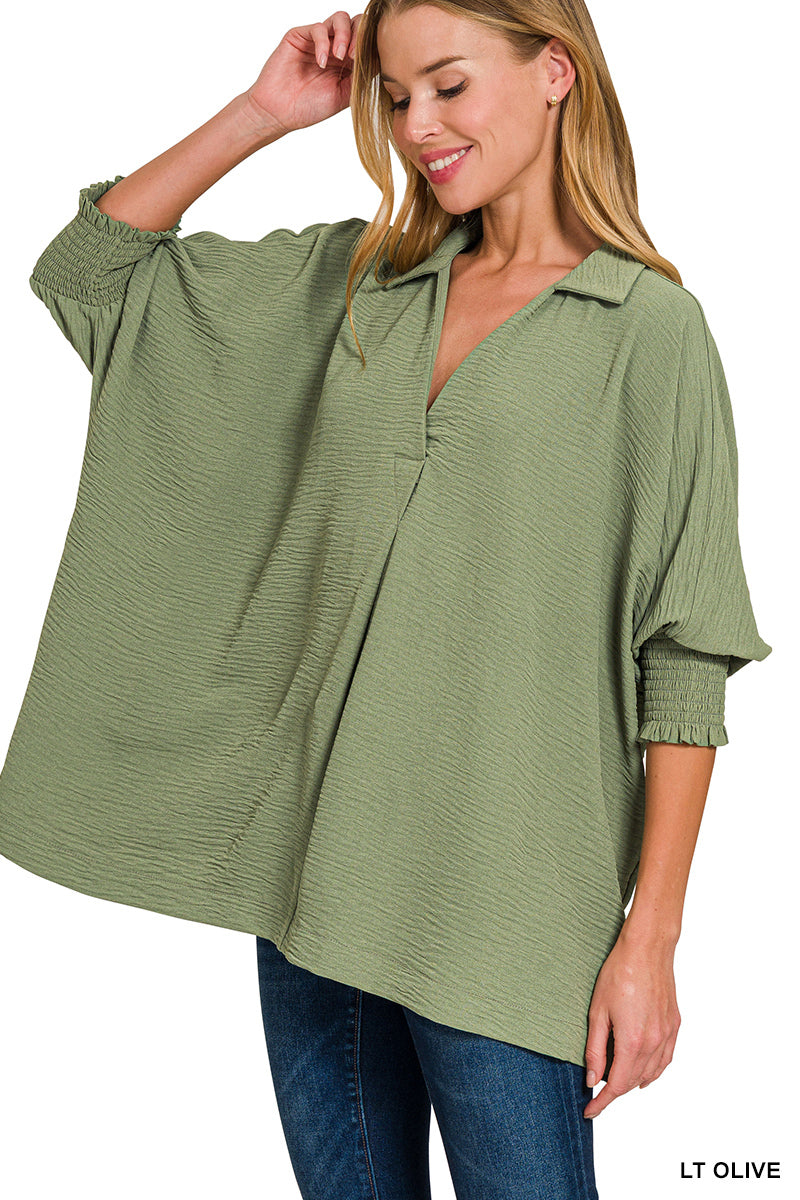 Airflow Smocked Sleeve Top