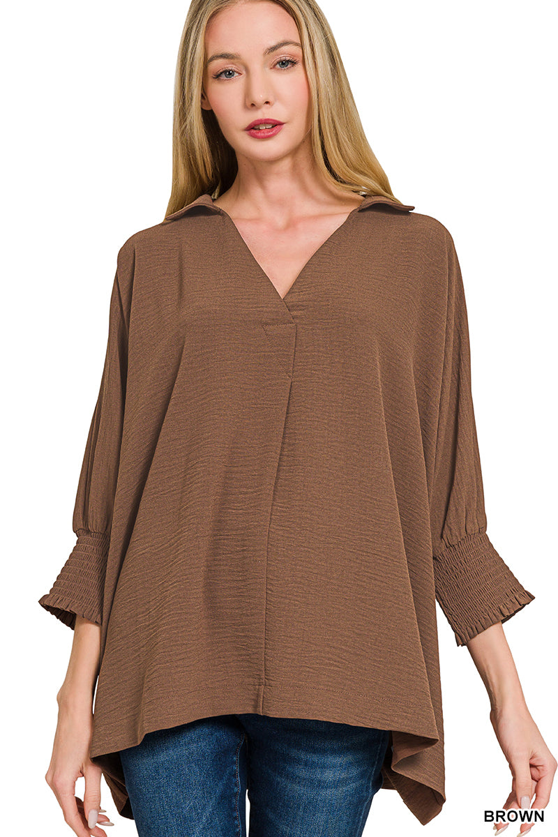 Airflow Smocked Sleeve Top