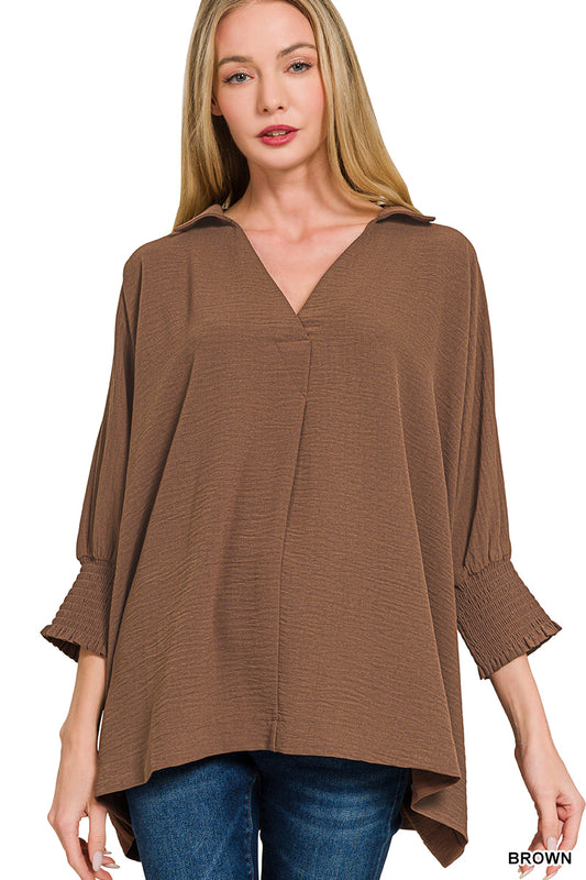Airflow Smocked Sleeve Top