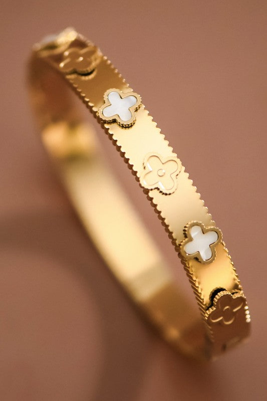 Gold Emblem Bangle Bracelet