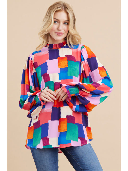 Multi Color Square Printed Blouse