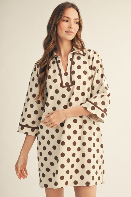 Brown Polka Dot Statement Dress