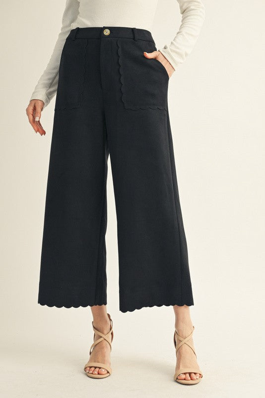 Scallop Edge Suede Pants