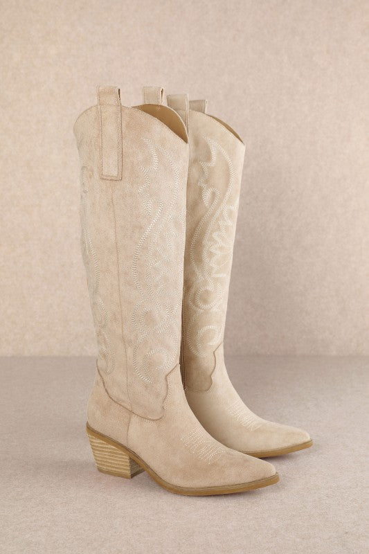 Giada Embroidered Knee High Cowgirl Boots