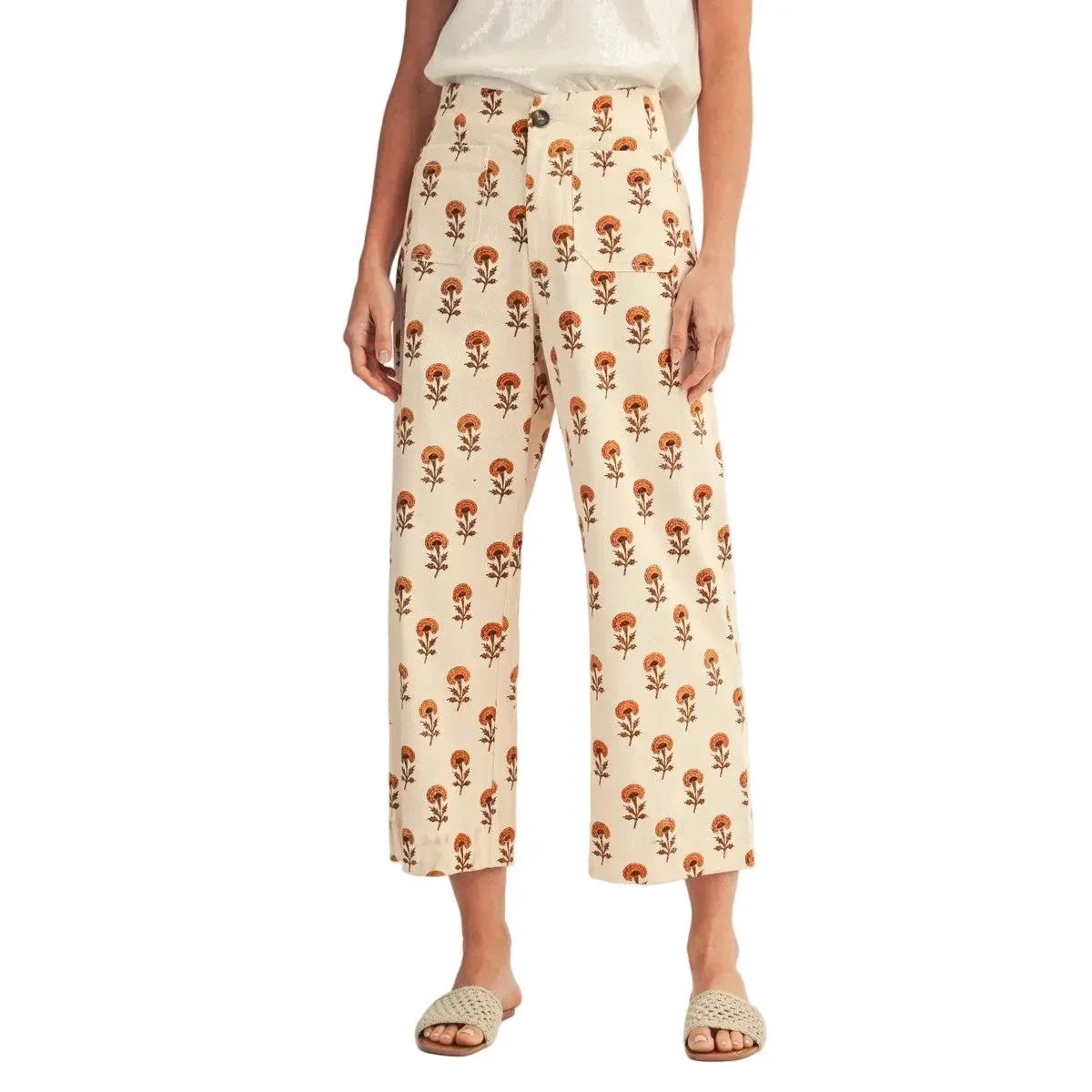 Fall Printed Cream Pants
