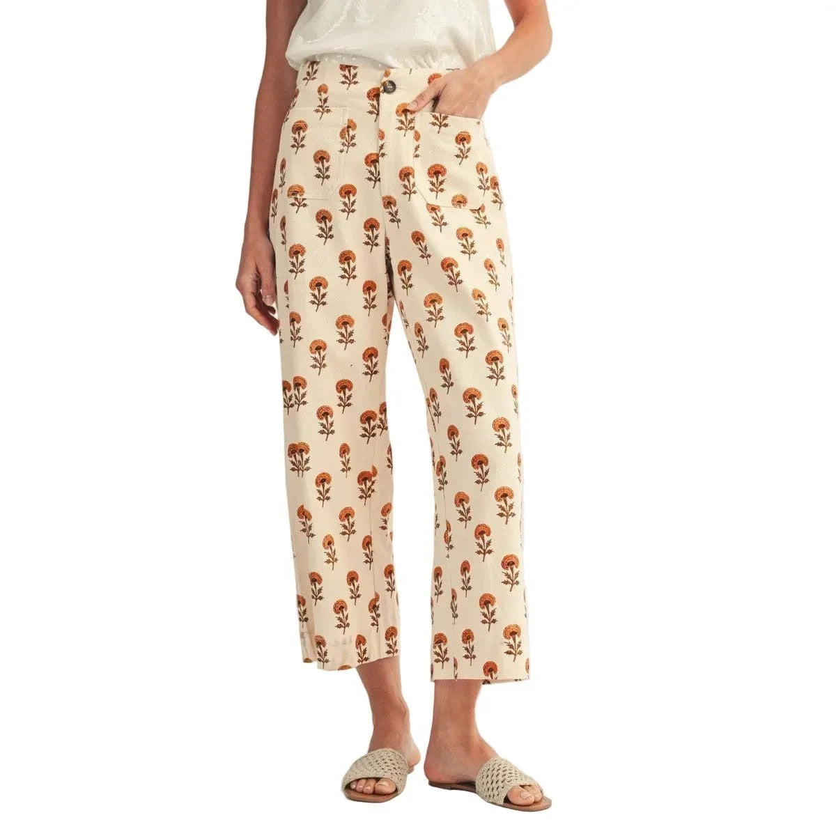 Fall Printed Cream Pants
