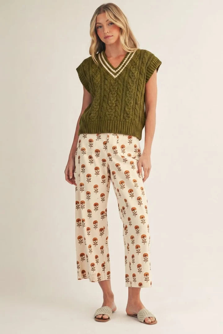 Fall Printed Cream Pants
