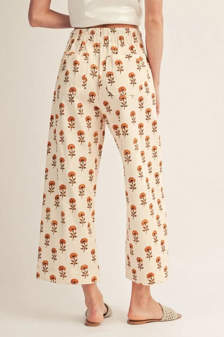 Fall Printed Cream Pants