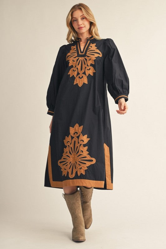 Appliqué Midi Dress