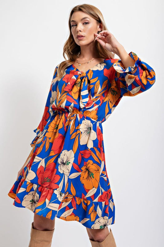 Half Sleeve Royal Floral Mirabel Dress