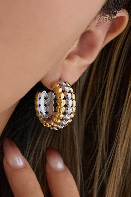 Mix Metal Heart Hoop