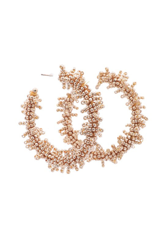 Gold Seed Bead Hoops