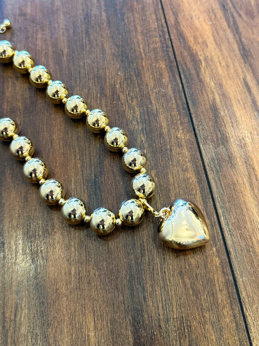 Small Gold Heart Pendant Necklace