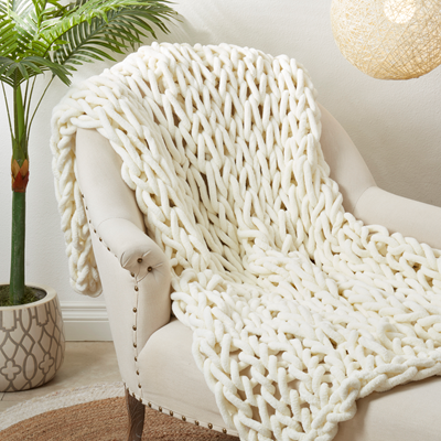 Ivory Chunky Knit Throw
