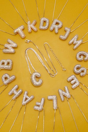 Initial Glitter Pave Necklace