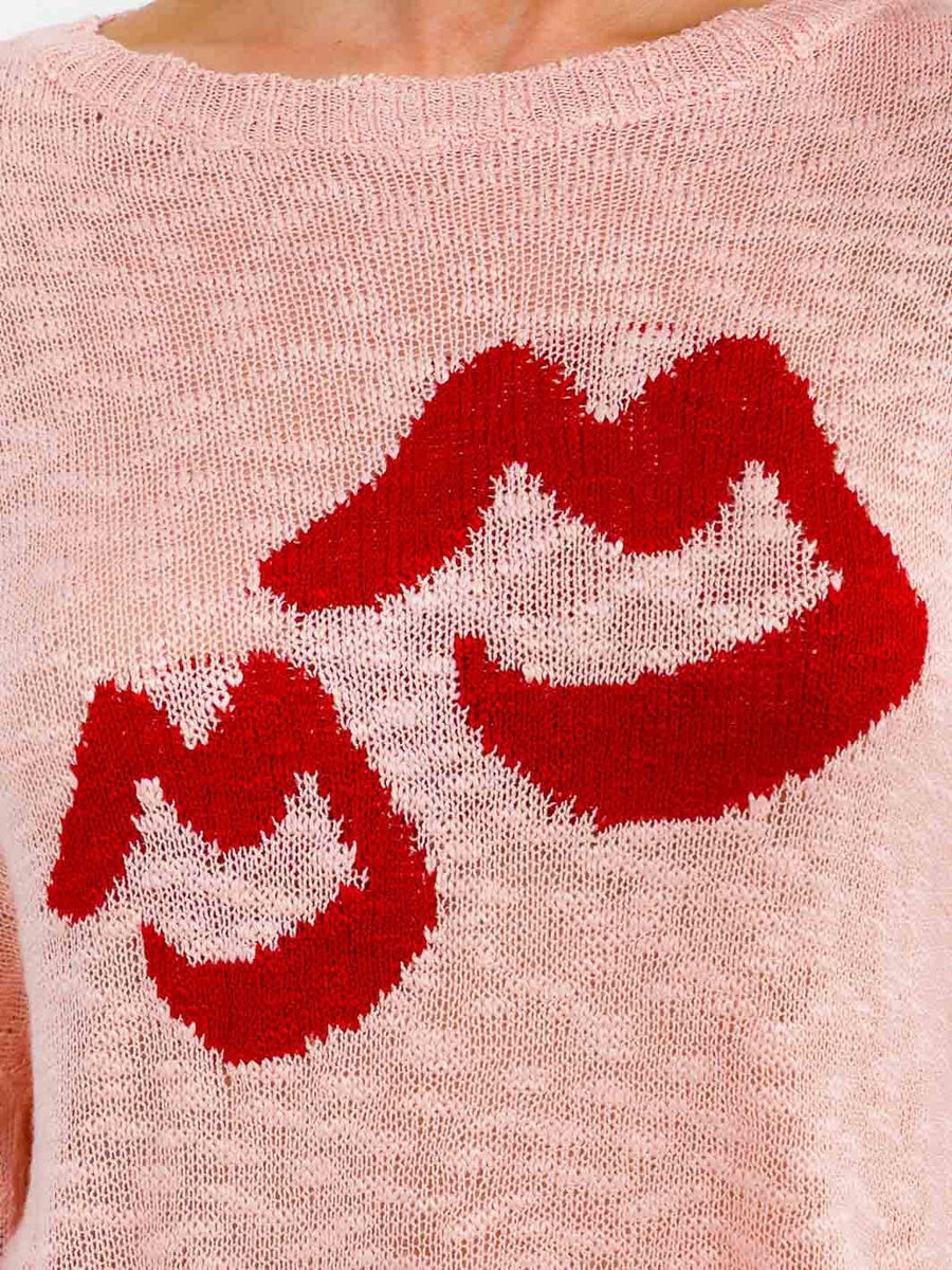 Kisses Knit Print Top