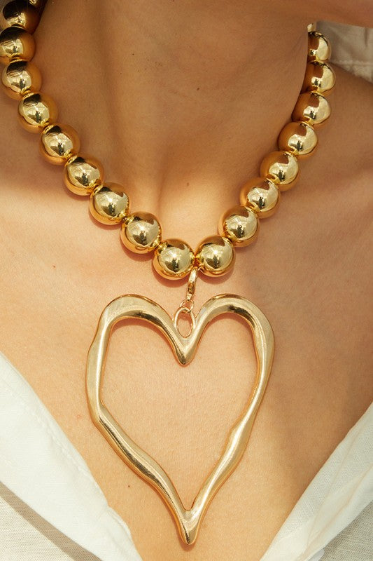Gold Heart Pendant Necklace
