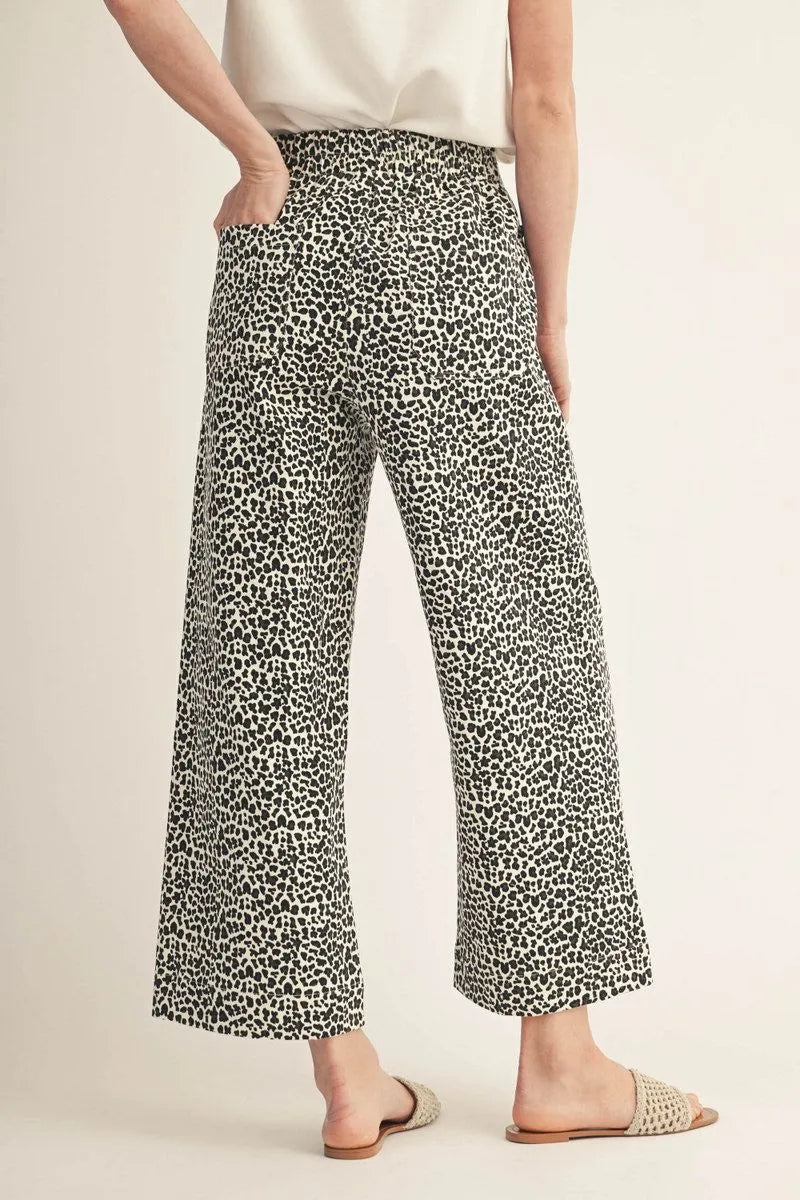 Scallop Trim Leopard Pants