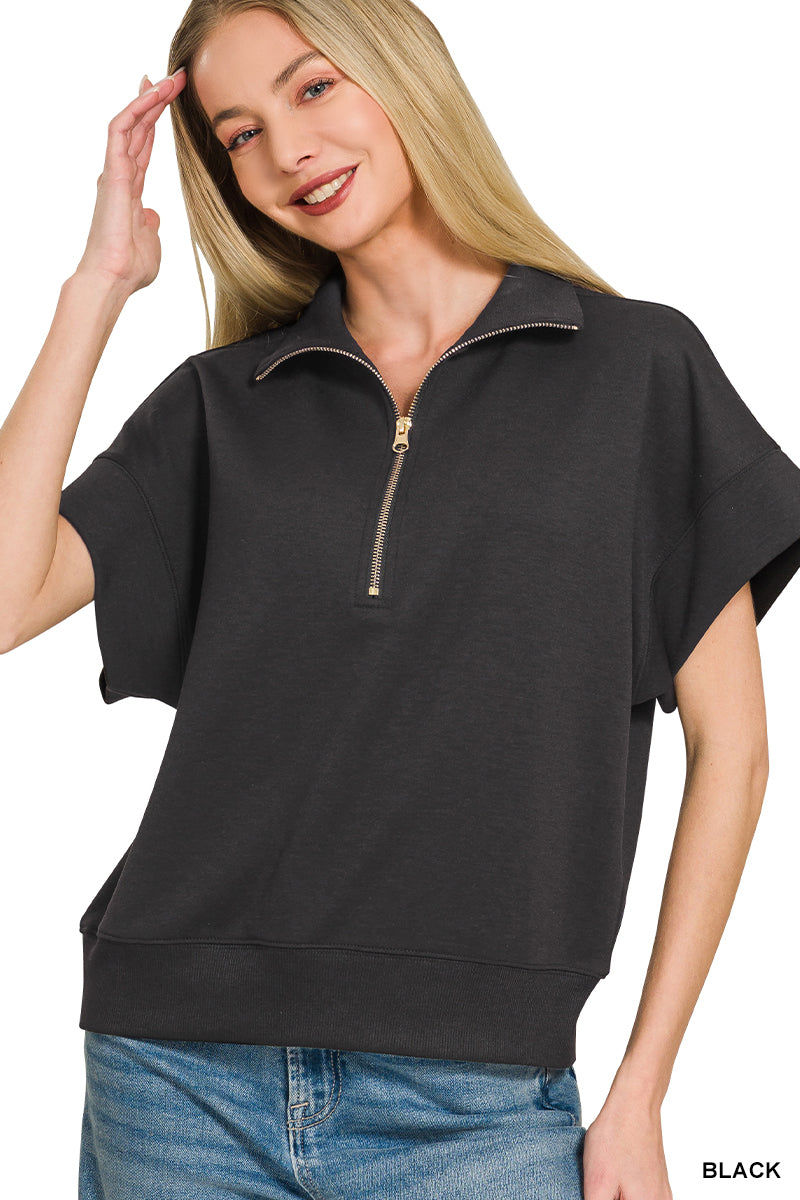High Neck Half Zip Scuba Top