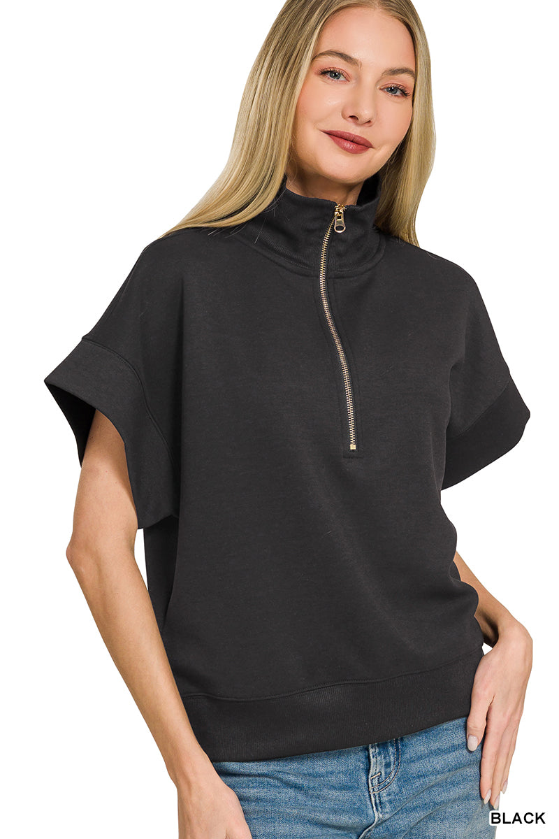 High Neck Half Zip Scuba Top