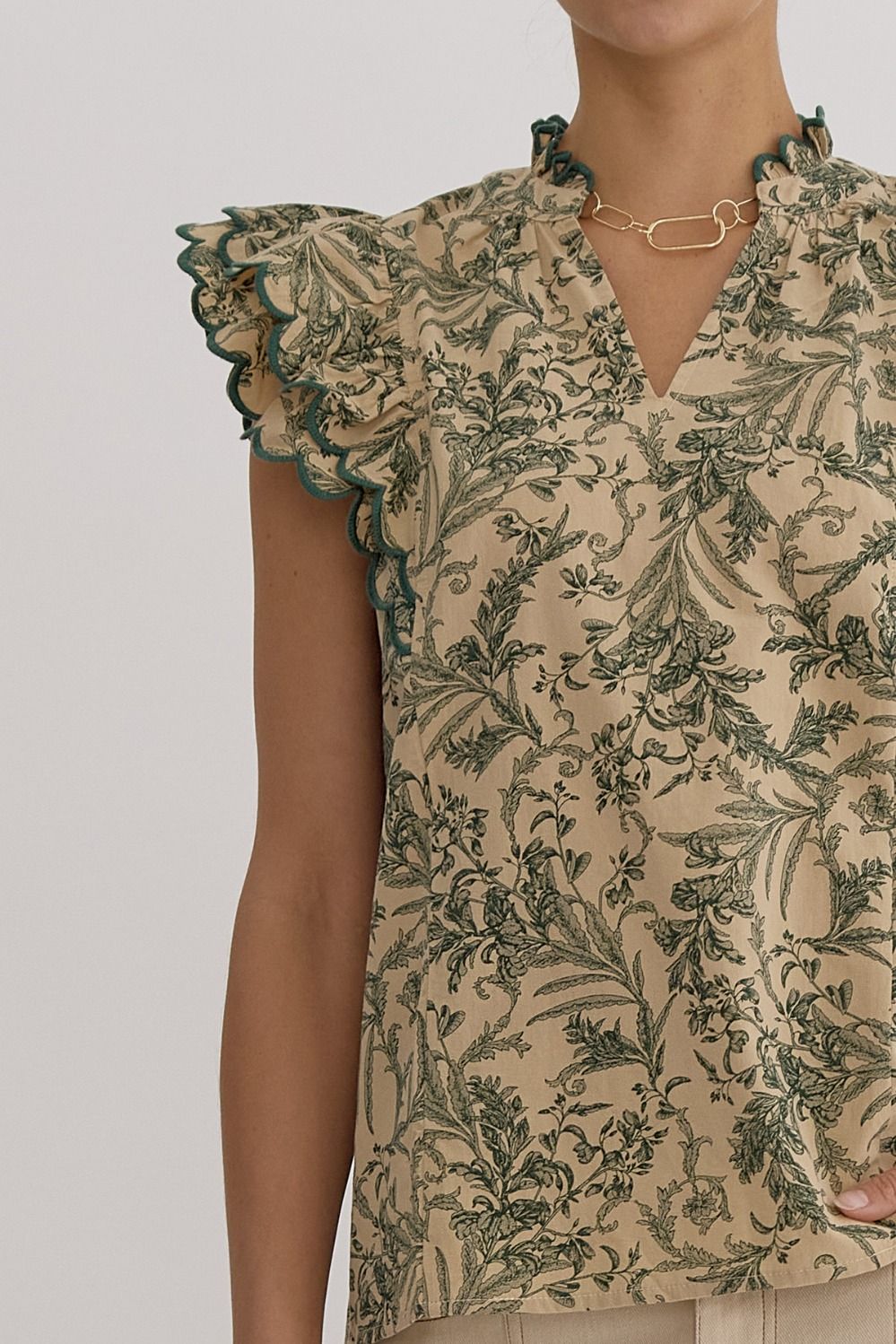 Take Me Back Scallop Trim Top