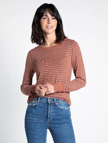 Rustic Brown Stripe Stacy Top