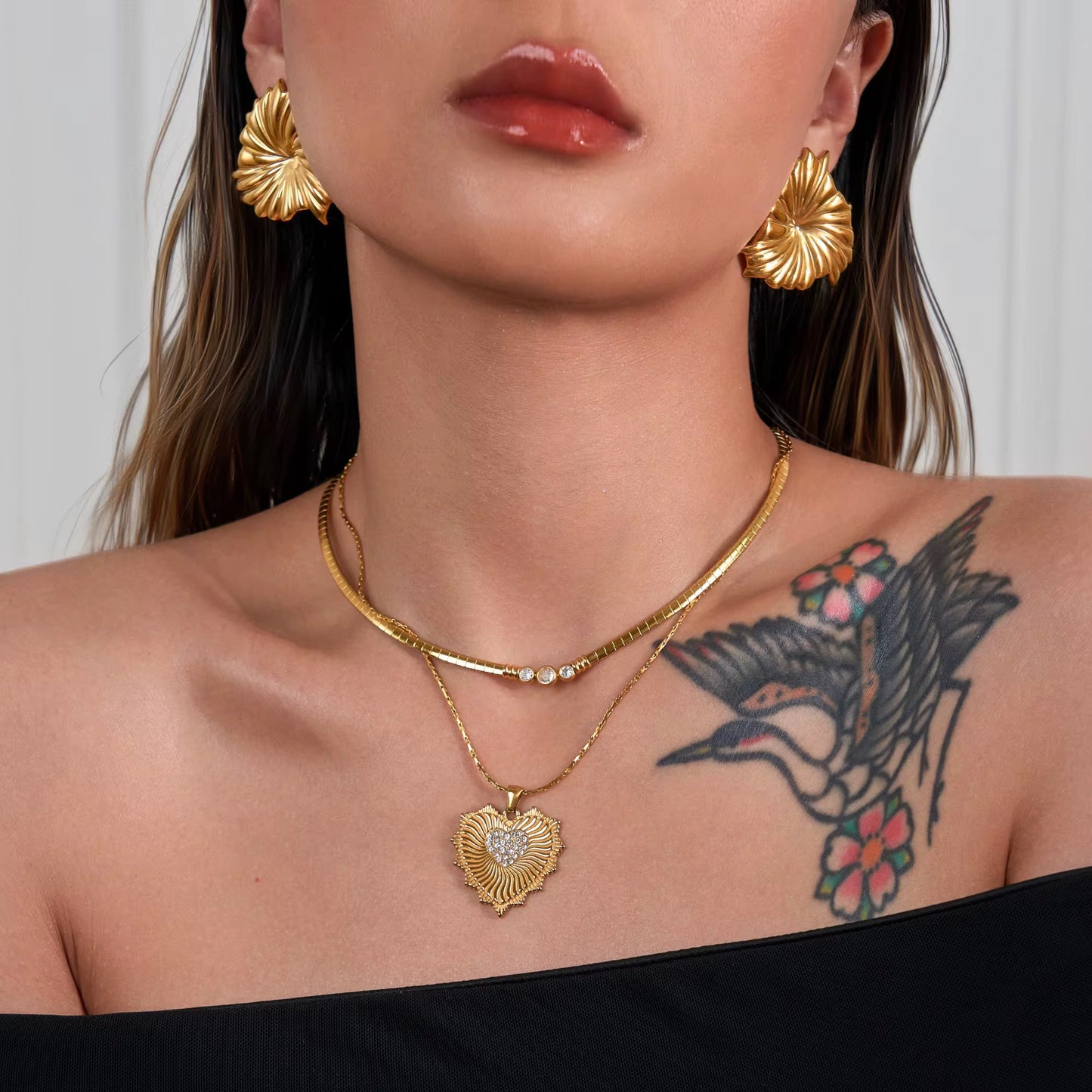 Bamboo Cubic Zirconia Necklace