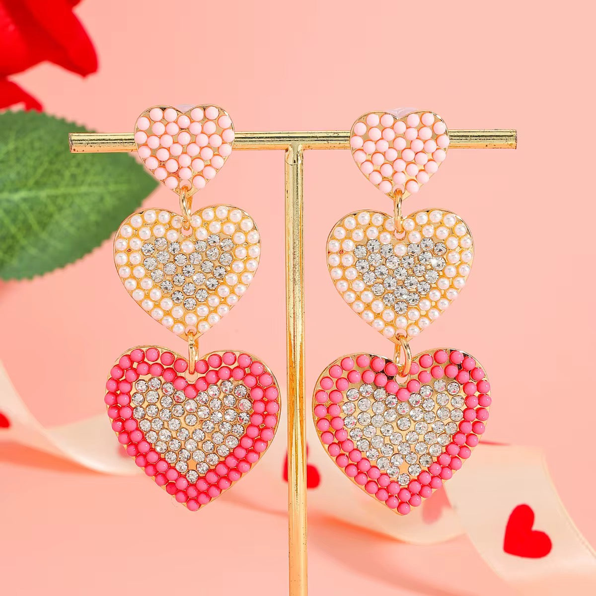 Beaded Valentines Earrings